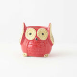 Small Ceramic Owl Planter- Red