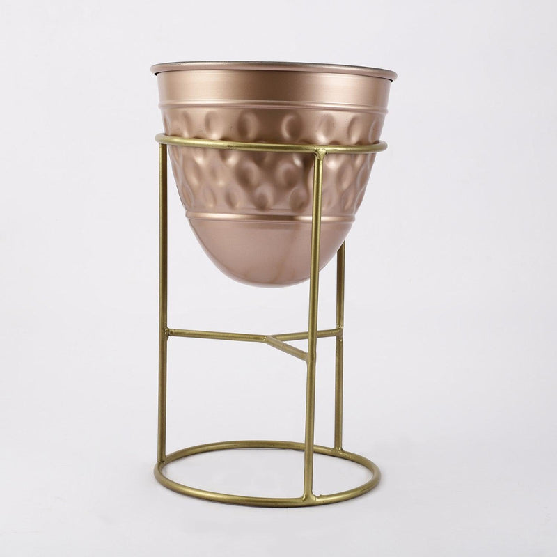 Metal Gold Planter With Stand - The Decor Mart 